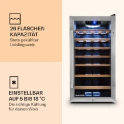 Vinamour 26 Uno Weinkühlschrank 26 Flaschen 88 Liter Edelstahl LED -Haushaltsgeräte Store 10028491 de 0003 logo