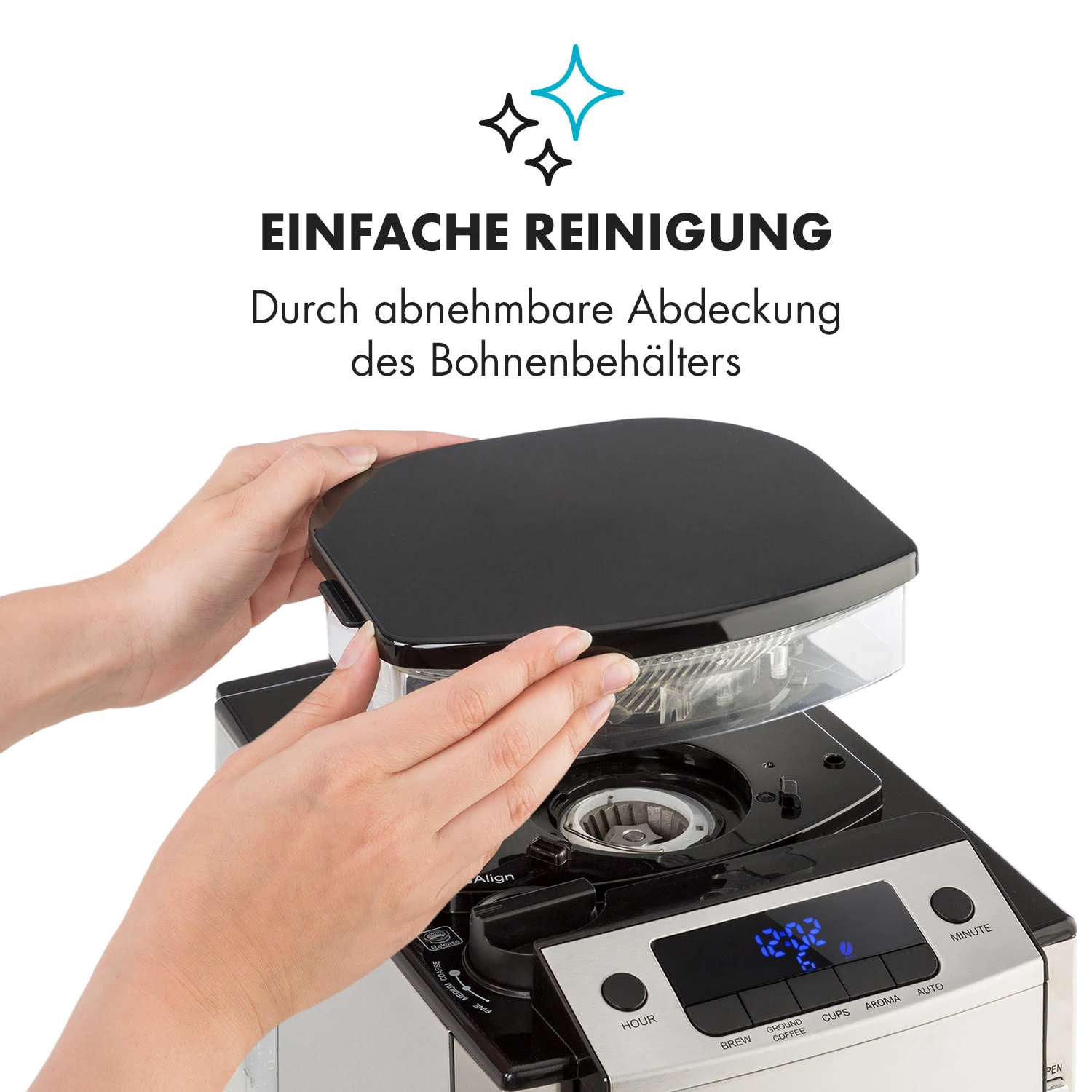 Aromatica X Kaffeemaschine Mahlwerk Glaskanne Aroma+ Edelstahl 7 Aromatica X Kaffeemaschine Mahlwerk Glaskanne Aroma+ Edelstahl – Bild 5