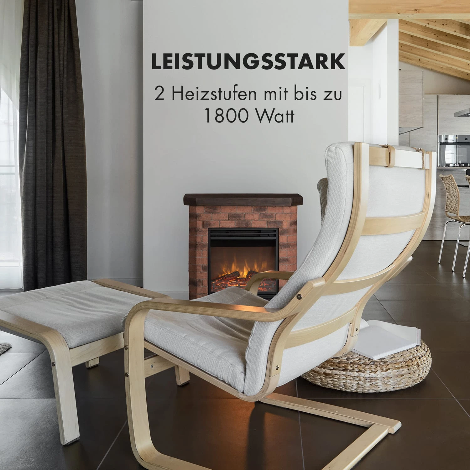 Villach Elektrischer Kamin 1800W Steindekor Polystone Fernbedienung 4 Villach Elektrischer Kamin 1800W Steindekor Polystone Fernbedienung – Bild 2