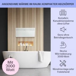 Hot Spot Slimcurve Heizgerät 80x40cm 40m² 2000W 5-40°C LED IP24 Weiß -Haushaltsgeräte Store 10033016 de 0002 usp
