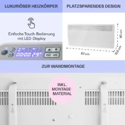 Hot Spot Slimcurve Heizgerät 80x40cm 40m² 2000W 5-40°C LED IP24 Weiß -Haushaltsgeräte Store 10033016 de 0006 usp