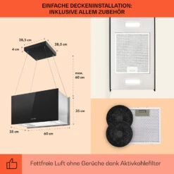 Kronleuchter L Inselabzugshaube 60cm Abluft: 590m³/h LED Touch Glas -Haushaltsgeräte Store 10033106 de 0005 usp