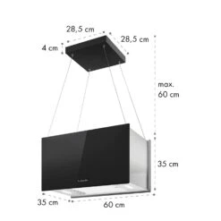 Kronleuchter L Inselabzugshaube 60cm Abluft: 590m³/h LED Touch Glas -Haushaltsgeräte Store 10033106 yy 0011 dimensions