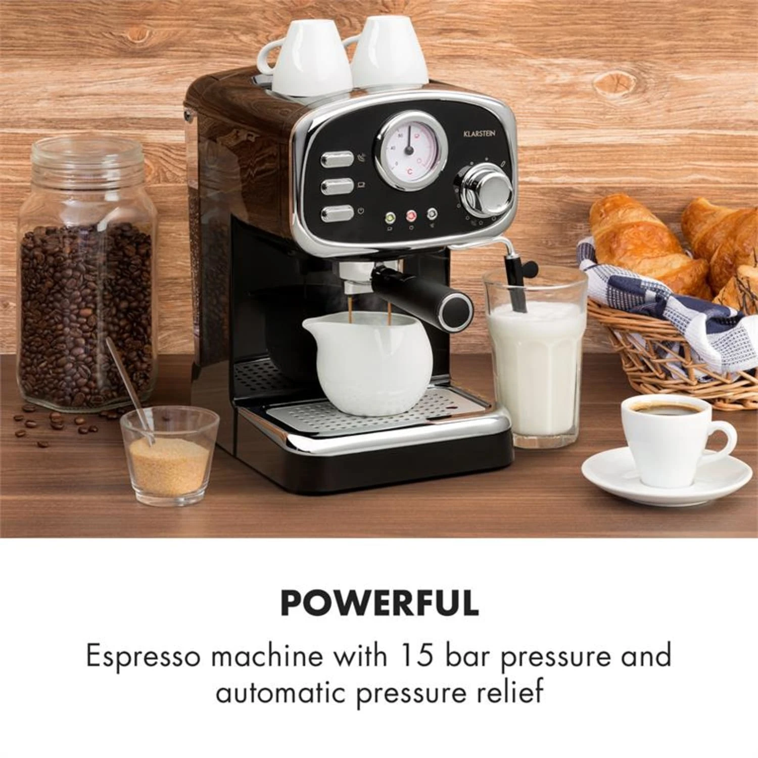Espressionata Gusto Espressomaschine 1100W 15 Bar Druck Schwarz 4 Espressionata Gusto Espressomaschine 1100W 15 Bar Druck Schwarz – Bild 2