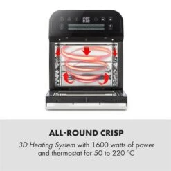 AeroVital Cube Heißluftfritteuse 1600W 12l Timer 16 Programme Schwarz -Haushaltsgeräte Store 10033248 yy 0003 logo Klarstein AeroVital Cube Heissluftfritteuse schwarz reedit