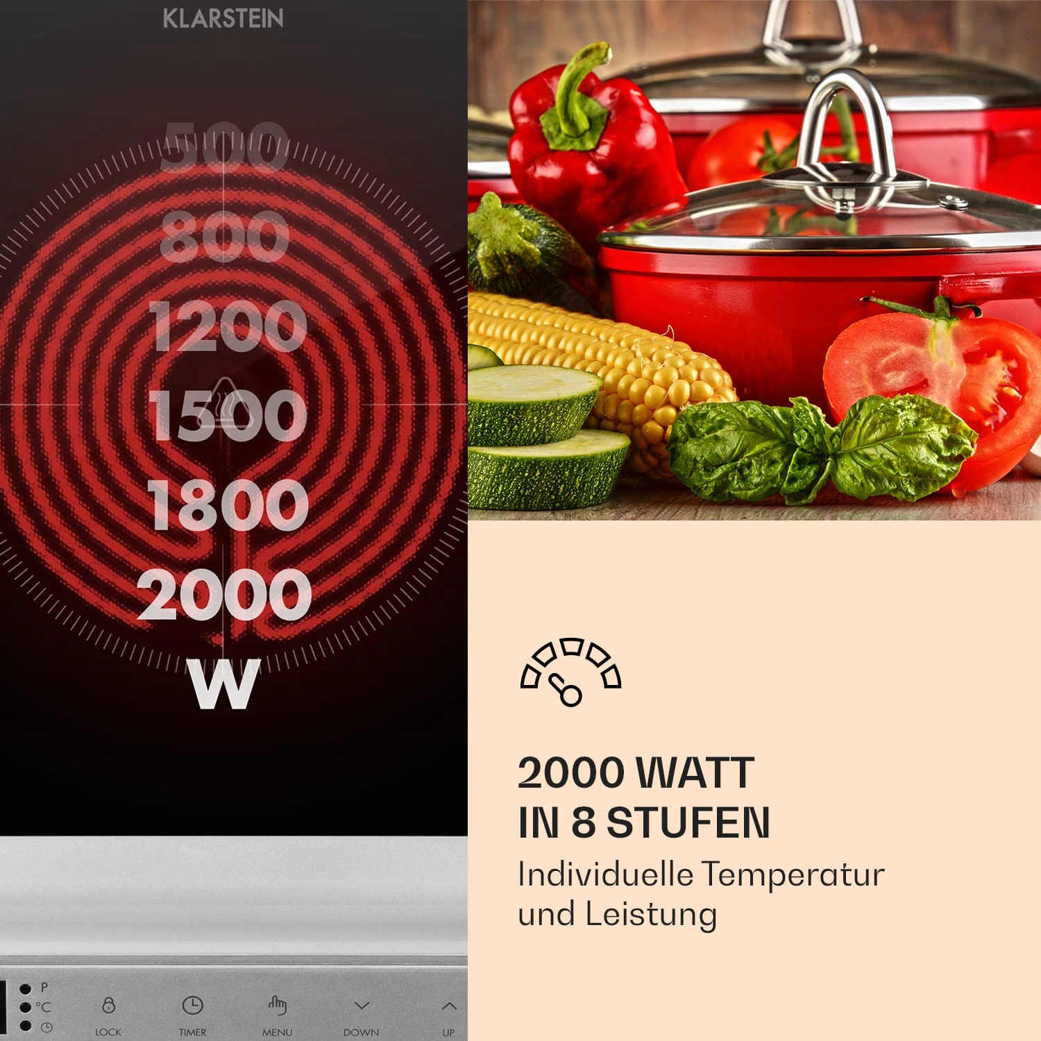 MisterCook Kochplatte Infrarot 2000W 90-650°C Abschalttimer 7 MisterCook Kochplatte Infrarot 2000W 90-650°C Abschalttimer – Bild 5