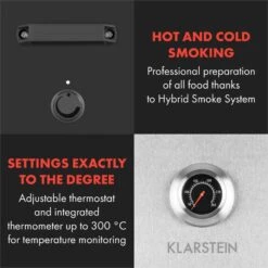 Flintstone Steel Räucherofen 1600 W Integriertes Thermometer Edelstahl -Haushaltsgeräte Store 10033372 yy 0004 logo Klarstein Flintstone Steel Raeucherofen Edelstahl reedit