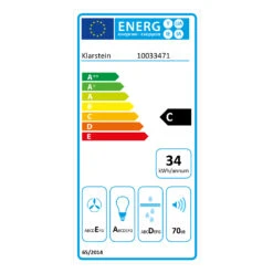 Contempo Neo Unterbau-Abzugshaube 60cm 175m³/h Edelstahl LED Acryl -Haushaltsgeräte Store 10033471 energy label