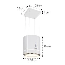 Tron Ambience Inselabzugshaube Ø38cm Umluft 540m³/h LED Weiß -Haushaltsgeräte Store 10034214 yy 0011 dimensions