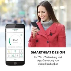 Bornholm Smart Konvektions-Heizgerät | 2000 W | SmartHeat Design: WiFi-Verbindung | LED-Display | 24-h-Timer | 2 Heizstufen: 1000 / 2000 W | IP24: Spritzwassergeschützt | Fernbedienung | Standgerät -Haushaltsgeräte Store 10034391 de 0008 logo