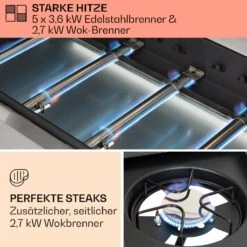 Tomahawk Gasgrill 5x3,6 KW + 2,7 KW Brenner 80x43,5 Cm Grill Edelstahl -Haushaltsgeräte Store 10034712 de 0003 usp