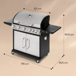 Tomahawk Gasgrill 5x3,6 KW + 2,7 KW Brenner 80x43,5 Cm Grill Edelstahl -Haushaltsgeräte Store 10034712 yy 0007 dimensions