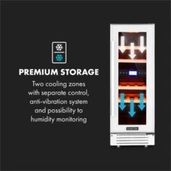 Vinovilla 17 Built-In Duo Zweizonen-Weinkühlschrank 53l 17 Fl. 3-Farben Glastür 18 Vinovilla 17 Built-In Duo Zweizonen-Weinkühlschrank 53l 17 Fl. 3-Farben Glastür -Haushaltsgeräte Store 10034725 yy 0007 logo Klarstein Vinovilla 17 2 Zonen Weinkuehlschrank weiss