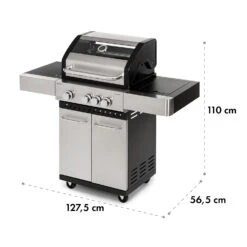 Valkyrie Gasgrill 3x3,2 + 2,9 KW Sichtfenster 54x42 Cm Grill Edelstahl -Haushaltsgeräte Store 10034845 yy 0010 logo Klarstein Valkyrie Gasgrill 3plus1 Brenner Edelstahl