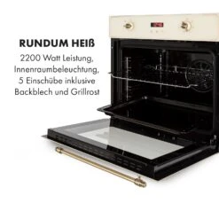 Elizabeth Einbaubackofen Retro 2200W 70L 50 - 250 °C Timer Display -Haushaltsgeräte Store 10034881 de 0006 logo