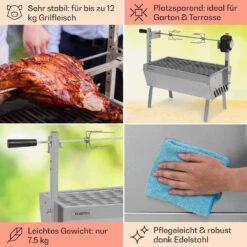 Sauenland Mini Rotisserie-Grill Drehspieß 4W 12kg Max. Edelstahl -Haushaltsgeräte Store 10035371 de 0005 usp