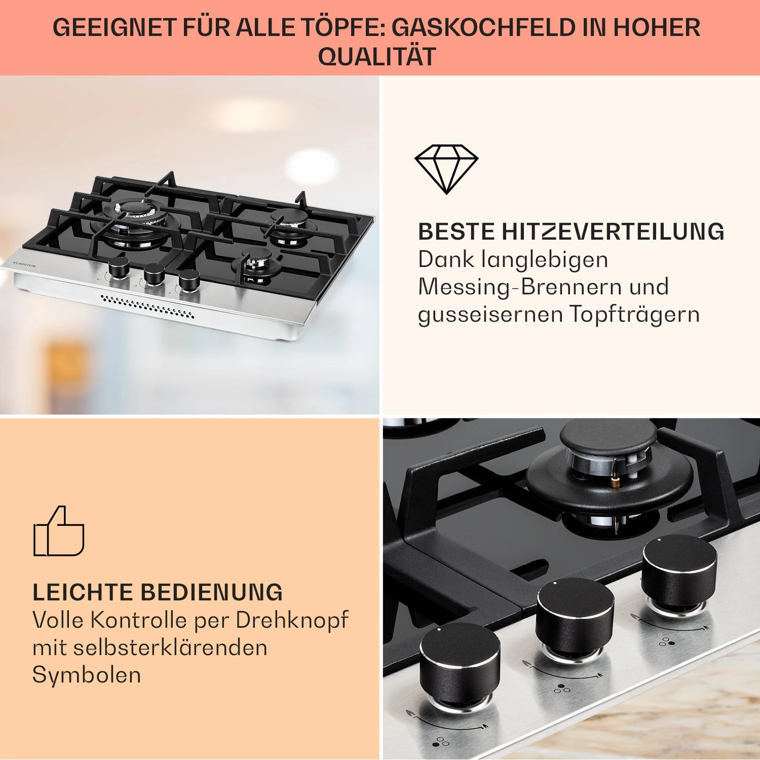 Alchemist 3 Gaskochfeld 3-flammig Aluminium-Brenner Glaskeramik 6 Alchemist 3 Gaskochfeld 3-flammig Aluminium-Brenner Glaskeramik – Bild 4