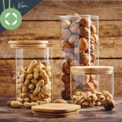 Eckiges Glas Mit Bambusdeckel Luftdicht Mit Silikonring 10x16x10 Cm 1200 Ml -Haushaltsgeräte Store 10038103 yy 0004 logo