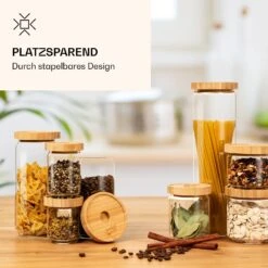 Stapelglas Mit Bambusdeckel 1700 Ml Stapelbar Luftdicht -Haushaltsgeräte Store 10038240 de 0003 logo