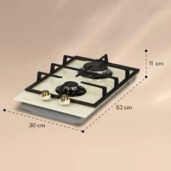 Victoria Domino Gaskochfeld 2-flammig Sabaf-Brenner Glaskeramik Retro-Look -Haushaltsgeräte Store 10038375 yy 0008 logo