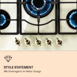 Victoria 5 Gaskochfeld 5-flammig Sabaf-Brenner Glaskeramik Retro-Look -Haushaltsgeräte Store 10038377 de 0006 logo