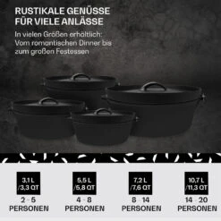 Galloway Dutch Oven 12.0 BBQ-Topf Gusseisen Größe XL / 12 Qt -Haushaltsgeräte Store 10038583 de 0006 usp