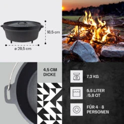 Galloway Dutch Oven 6.0 BBQ-Topf Gusseisen Standfüße Größe M / 6 Qt -Haushaltsgeräte Store 10038585 de 0004 usp