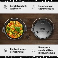 Guernsey Premium Dutch Oven 12.0 BBQ-Topf Gusseisen Voreingebrannt Größe XL / 12 Qt -Haushaltsgeräte Store 10038640 de 0003 usp