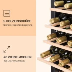 Vinamour 46 Uno Weinkühlschrank 1 Zonen 155 L/46 Fl. 4-18 °C Edelstahl -Haushaltsgeräte Store 10040059 de 0004 logo