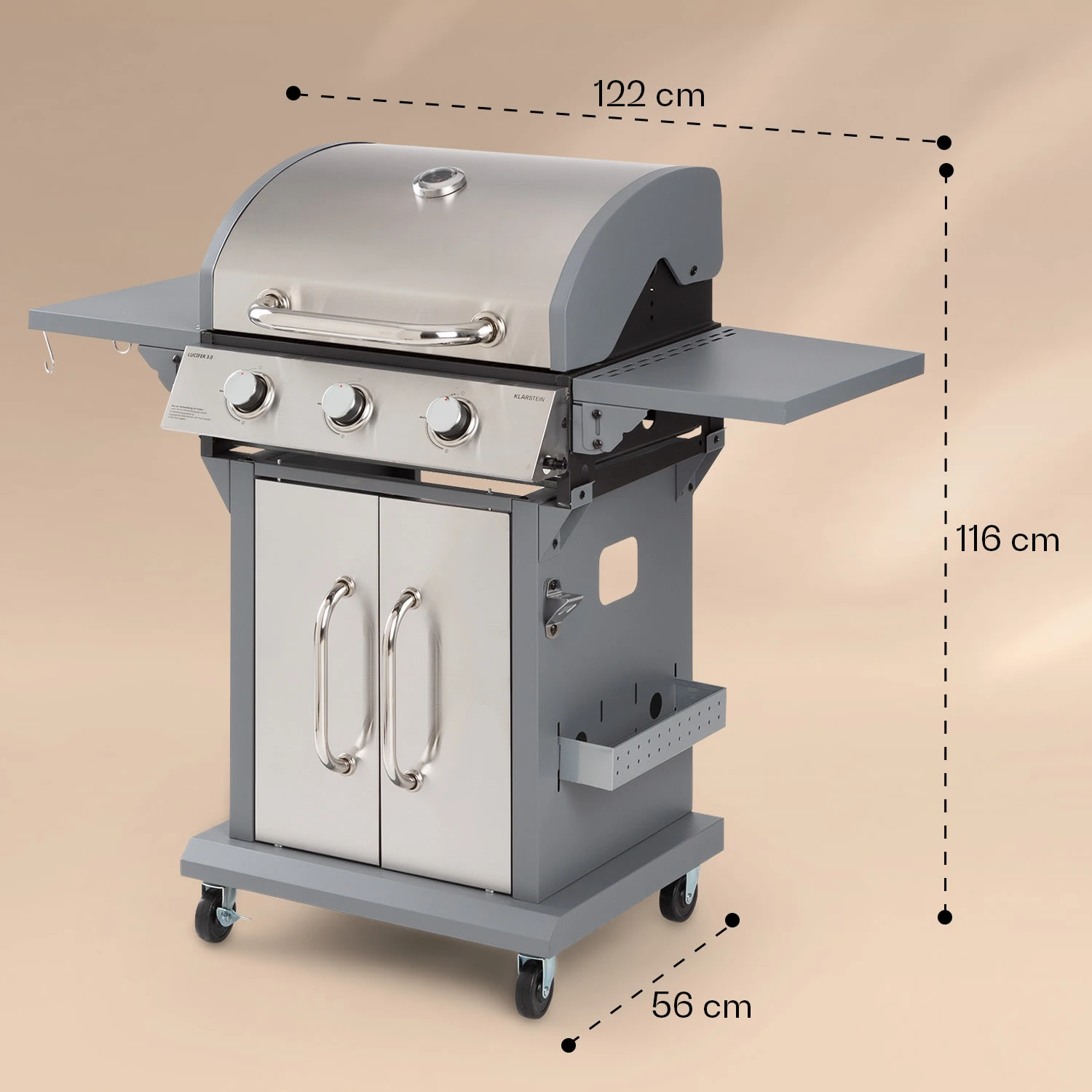 Lucifer 3 Gasgrill 3 X 3,6 KW Brenner 60x45cm Grill Edelstahl Mobil 10 Lucifer 3 Gasgrill 3 X 3,6 KW Brenner 60x45cm Grill Edelstahl Mobil – Bild 8