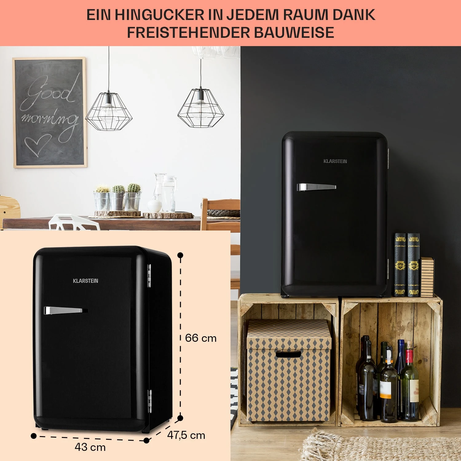Audrey Retro-Kühlschrank 70 Liter 3 Regale 2 Türfächer Innenbeleuchtung 7 Audrey Retro-Kühlschrank 70 Liter 3 Regale 2 Türfächer Innenbeleuchtung – Bild 5