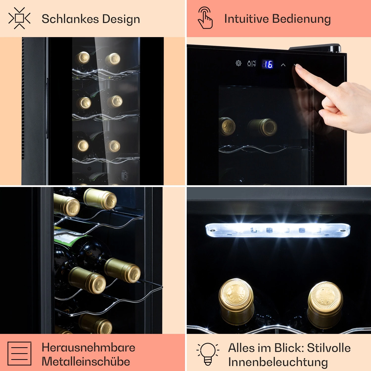 Barolo 14 Slim Uno Weinkühlschrank 46 Ltr 14 Flaschen 11-18°C SingleZone 7 Barolo 14 Slim Uno Weinkühlschrank 46 Ltr 14 Flaschen 11-18°C SingleZone – Bild 5