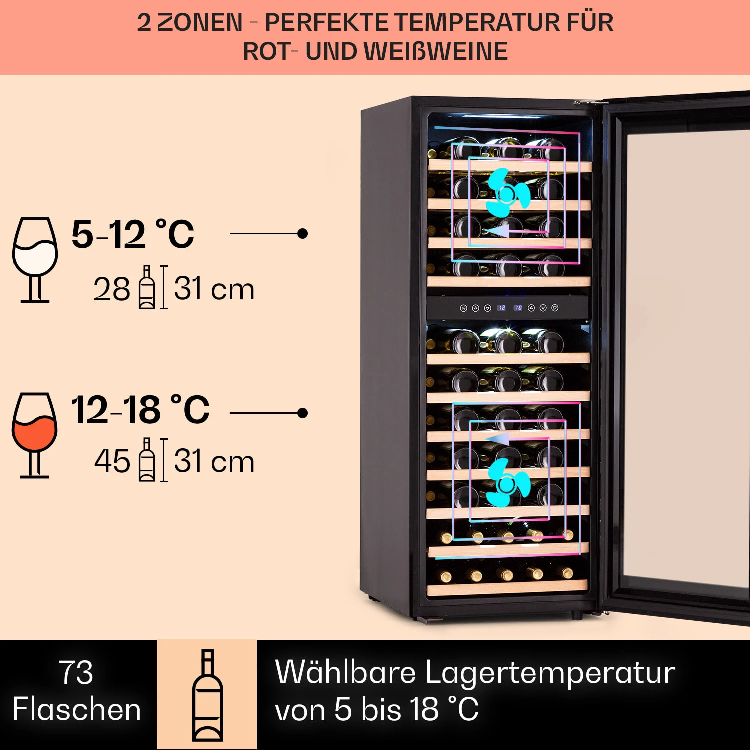 Barossa 73 Duo Weinkühlschrank 2 Zonen 192 Ltr 73 Fl Touch-Display 5 Barossa 73 Duo Weinkühlschrank 2 Zonen 192 Ltr 73 Fl Touch-Display – Bild 3