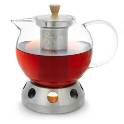 Sencha Design-Teekanne Mit Hibiscus Edelstahl-Stövchen 1,3 L Siebeinsatz