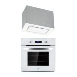 Gusteau Hektor Einbau-Set Backofen + Unterbau-Haube 2950W 64Ltr 530 M³/h Weiß Edelstahl